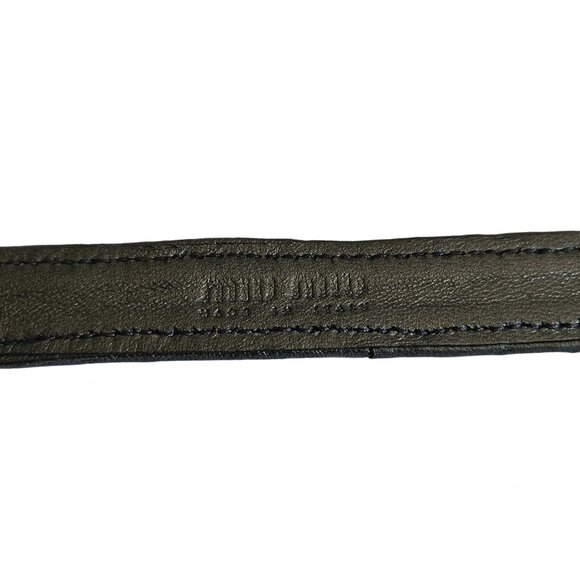 MIU MIU BLACK GLITTER DOUBLE TOUR THIN LEATHER BELT (80) - Picture 2 of 8